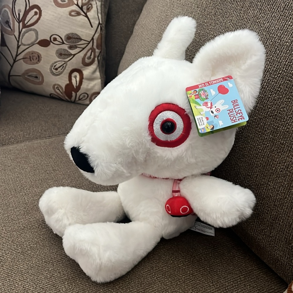 White Plush Bullseye Target dog - Picture 2 of 4
